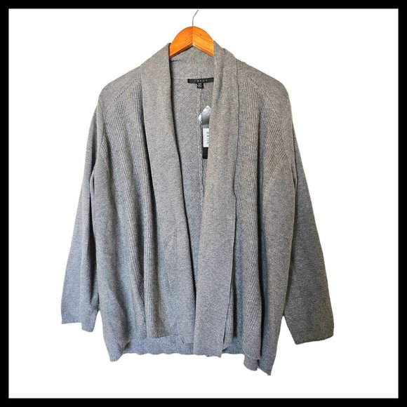Cyrus Womens Gray Shawl Collar Long Sleeves Draped Open Front Cardigan Plus size - Picture 1 of 13